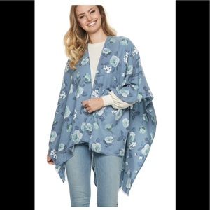 Women's LC Lauren Conrad Rose Garden Ruana blue